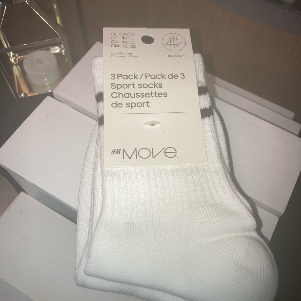 H&M White Crew Socks  3 Pack